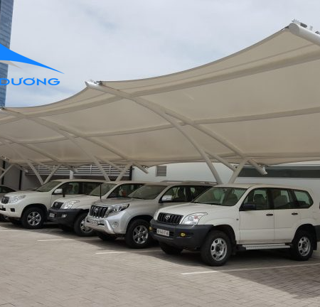 MÁI VÒM NHÀ XE BẠT CĂNG PVDF CAO CẤP